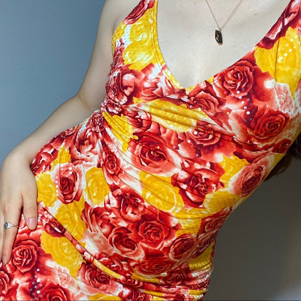 Floral print sequin dress